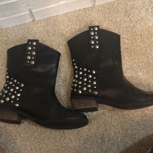 Leather Studded Black Punk Boots sz.7